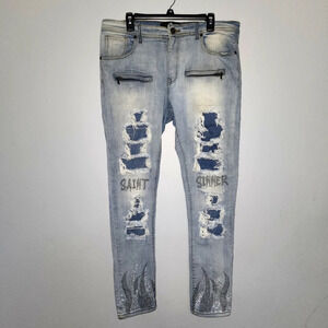 Focus men's jeans distressed blue size 36×32